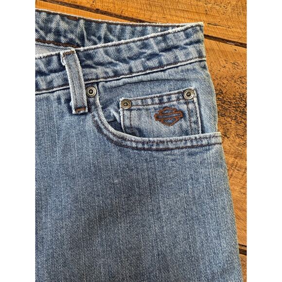 Harley Davidson Womens Bootcut Blue Denim Jeans 2007 Size 18 Regular FLAW - Picture 3 of 10